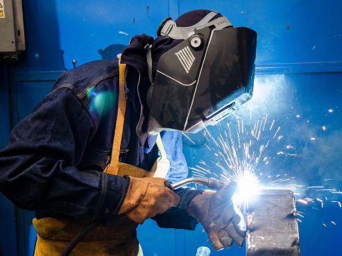 Manual flood barrier system installed at doorway